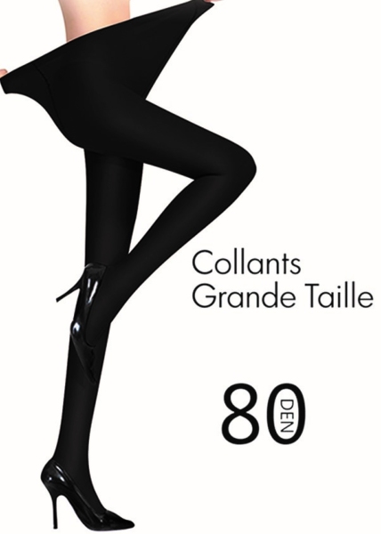 Collant opaque noir grande taille 80D