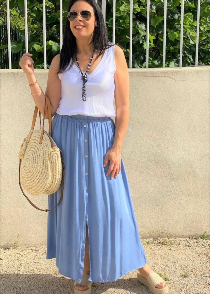 Jupe fluide  boutonnée Ania