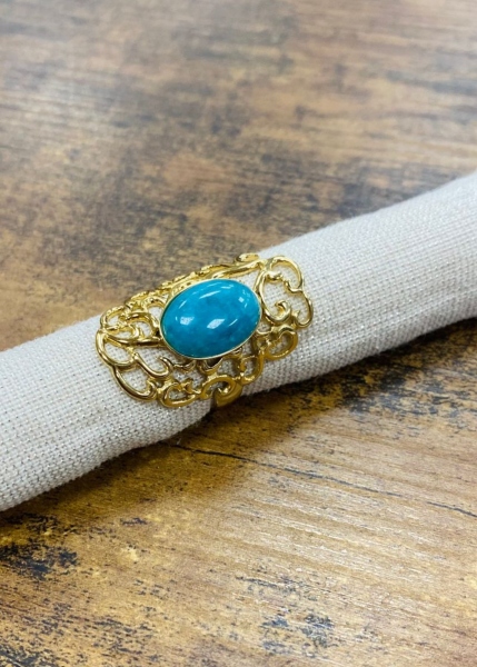 Bague acier fantaisie, turquoise