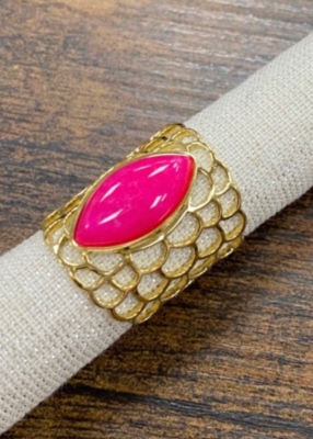 Bague acier fantaisie, fuchsia