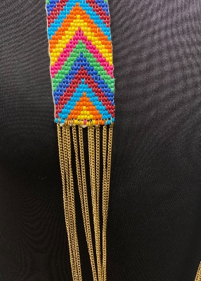 Sautoir tissé et drappé defile