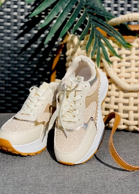 Baskets compenses beige