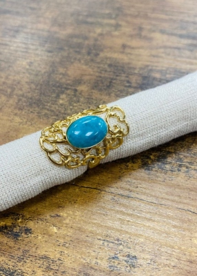 Bague acier fantaisie, turquoise