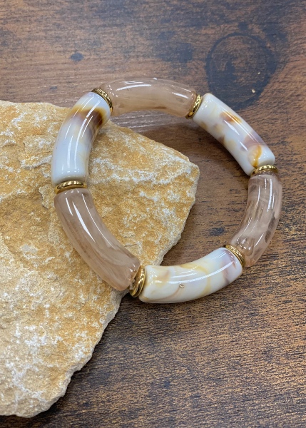 Bracelet  grosses perles tubes 