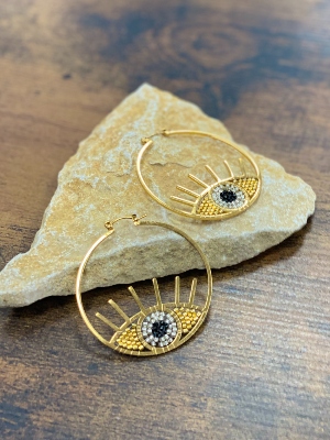 Boucles d'oreilles anneaux oeil