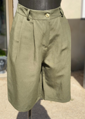 Short viscose et lin  kaki    Remo 