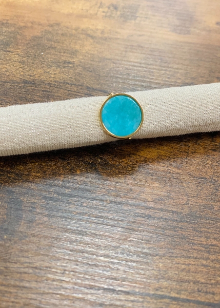 Bague acier fantaisie, turquoise