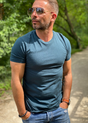 Tee-shirt Homme bleu canard