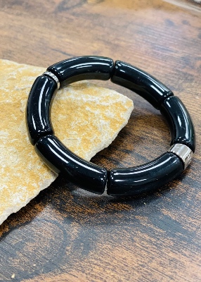 Bracelet  grosses perles tubes 