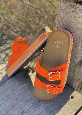 Sandales doubles lanires orange
