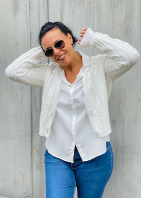 Gilet court maille torsade Erika