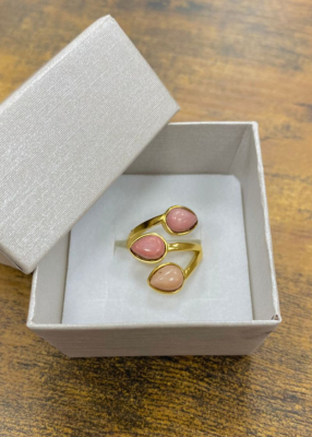 Bague acier fantaisie, rose 