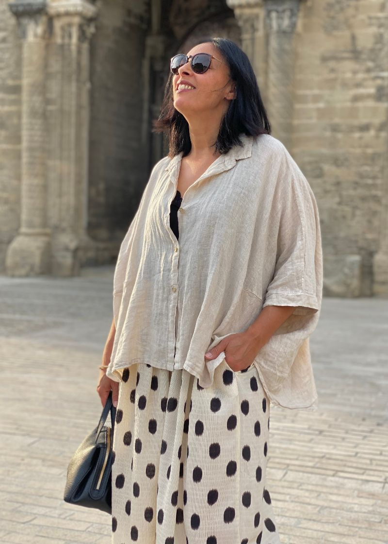 Chemise Ample En Lin Et Soie Lilas Froisse