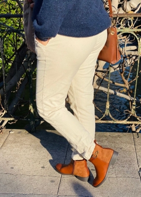 Pantalon velours Lia crème